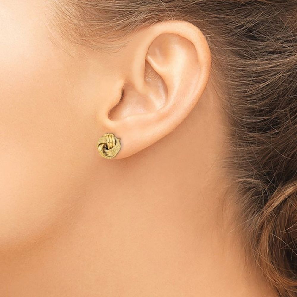 Amanda Rose 14K Yellow Gold Love Knot Stud Earrings - Picture 4 of 5